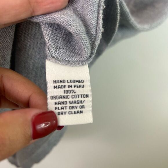 Eileen Fisher Gray Sleeveless Tunic Top S Organic Cotton V-Neck Hand Loomed - Picture 4 of 9